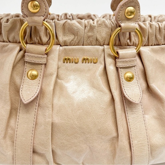 MIU MIU Vitello Bauletto Leather Handle Bag - Picture 2 of 9